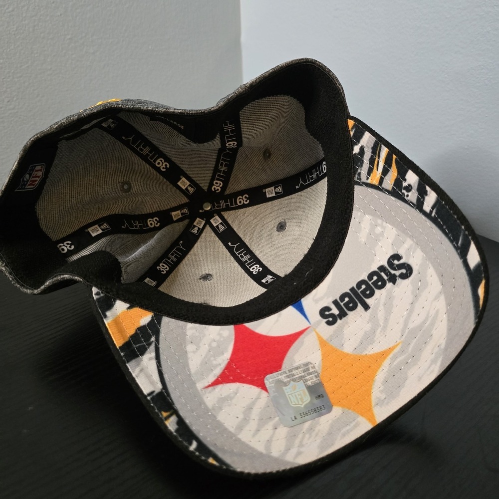 Pittsburgh Steelers Hat Fitted Mens Med/Large Black NFL Football New Era Chrome - Picture 6 of 8